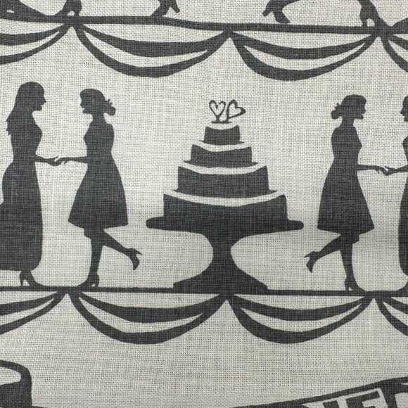 Kitchen Dish Towel Hand Printed Original Design Gray Just Married Kei & Molly - Picture 6 of 12